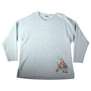 Winnie The Pooh & Piglet Sweater, Ladies Size XXL, Light Blue, Embroidered